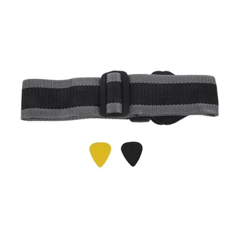 Регулируемый Мягкий ремешок для электрогитары Черный с 2 Медиаторами Гитарный ремень Зажим для медиатора Акустическая гитара Бас-ремень