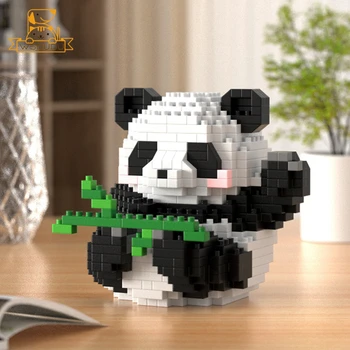 Строительные блоки Мини-панды, милая китайская Фигурка Животного, Укладывающая Кирпичи, Игрушка-головоломка, Строительная Игровая модель, Подарки для детей и взрослых