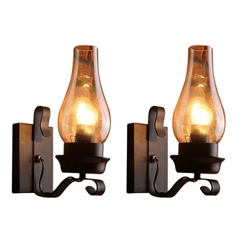 2 настенных светильника в винтажном стиле в стекле и декоративная лампа для спальни с подсветкой настроения (не содержит лампочек)
