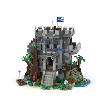MOC Креативный Европейский Средневековый замок в лесу Модель Street View Строительные блоки DIY Кирпичи Детские игрушки Рождественские подарки