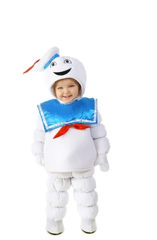 Детские Костюмы Для Косплея Ghostbuster Marshmallow Puft, Милые Белые Костюмы из 3 предметов, Комплект Одежды, Рождественский Подарок для вечеринки на Хэллоуин
