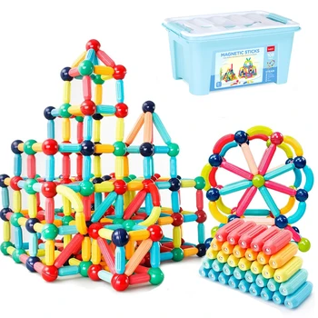 Магнитные палочки, строительные блоки, Игрушки для детей, обучающие игрушки Монтессори для дошкольников, Магнит, конструктор для малышей, подарок