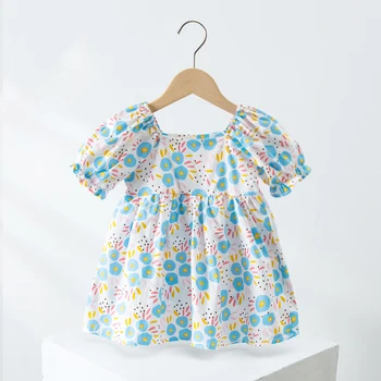Новое летнее детское платье Sweet Beauty 2023, розовое с фрагментированным цветком, модное