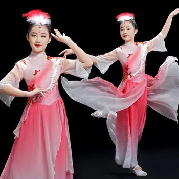 Танцевальные костюмы Янко для девочек, традиционная классическая детская одежда для танцев с веером, национальный костюм с барабаном на талии, платье для народных танцев с зонтиком